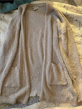 Rachel Zoe Beige Open-Front Cozy Cardigan